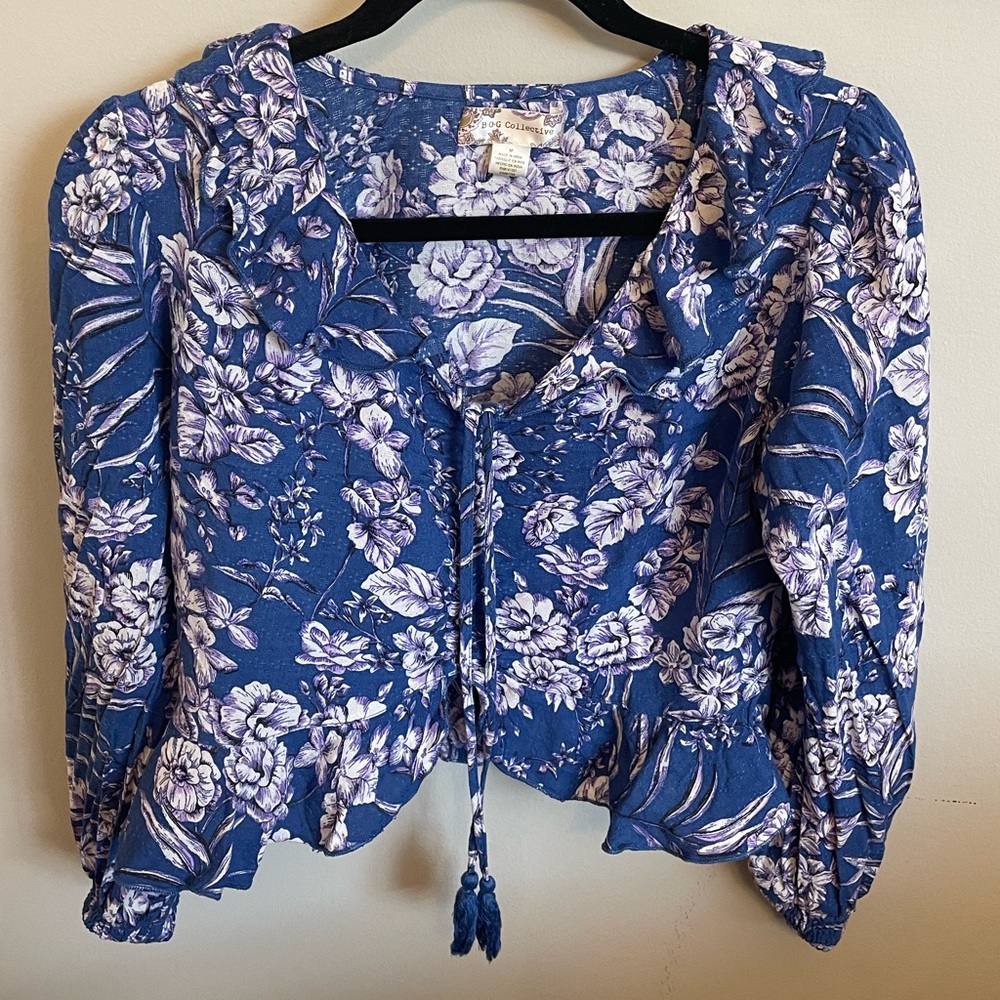 Purple and Blue V neck blouse